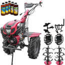 Motocultor Weima WM1100F-6 motor 18 CP benzina 4+2 viteze latime lucru 110 cm freze roti cauciuc 6.50-12" capota cu far ghidon reglabil roti metal cultivator plug reversibil 5l ulei