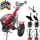 Motocultor Weima WM1100FE-6 cu diferential pornire electrica motor 16 CP benzina 6 viteze latime lucru 110 cm reductor usor/greu roti metal plug arat rarita reglabila plug cartofi 5l ulei