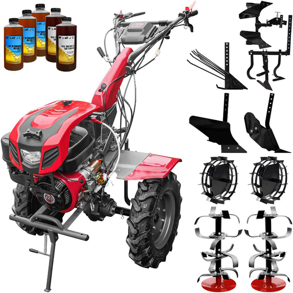Motocultor Weima WM1100FE-6 cu diferential pornire electrica motor 16 CP benzina 6 viteze latime lucru 110 cm reductor usor/greu roti metal plug arat rarita reglabila plug cartofi cultivator plug reversibil 5l ulei