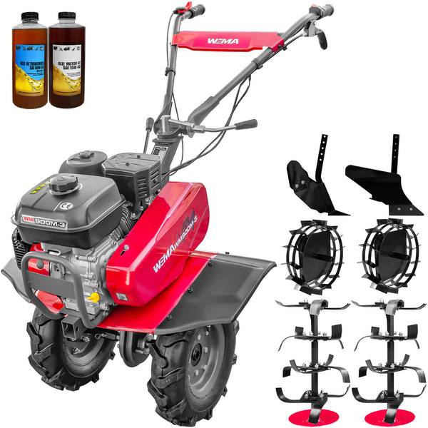 Motosapa Weima WM 900 M-3 motor 7 CP 3+1 viteze latime lucru 80-120 cm freze roti cauciuc roti metal plug arat rarita reglabila 2l ulei