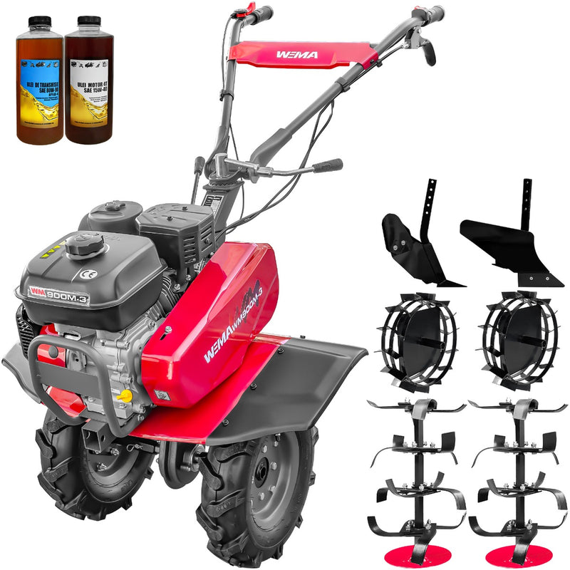 Motosapa Weima WM 900 M-3 motor 7 CP 3+1 viteze latime lucru 80-120 cm freze roti cauciuc roti metal rarita reglabila plug arat 2l ulei