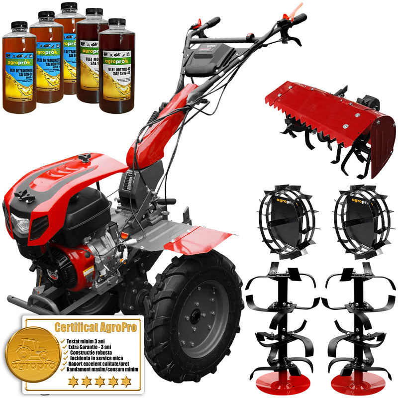 Motocultor Weima WM 1100D-6 motor 9.5 CP 6 viteze latime lucru 80-110 cm freze roti cauciuc 500x12 reductor usor/greu roti metal  freza tractata 67 cm 5l ulei AgroPro