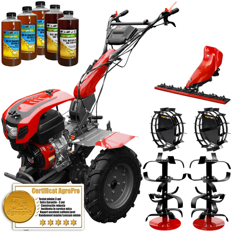 Motocultor Weima WM 1100D-6 motor 9.5 CP 6 viteze latime lucru 80-110 cm freze roti cauciuc 500x12 reductor usor/greu roti metal lama 110 cm 5l ulei AgroPro