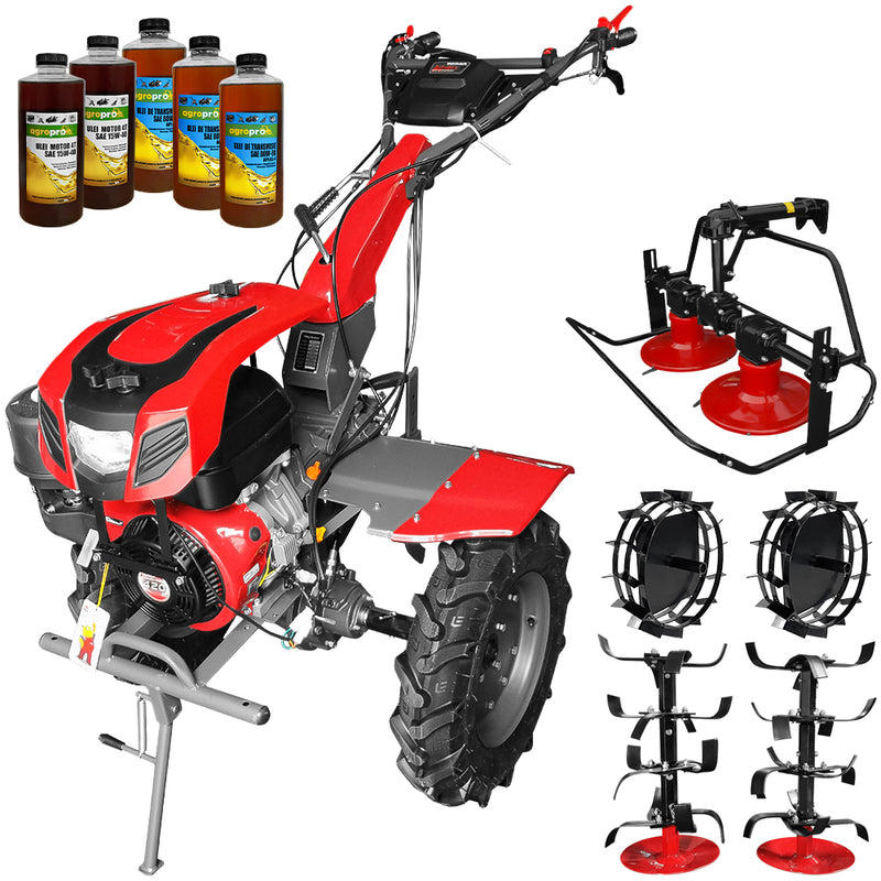 Motocultor Weima cu Diferential WM1100F-6 Motor 16 CP Benzina 6 viteze Latime lucru 110 cm roti metal cositoare tambur rotativ 5l ulei