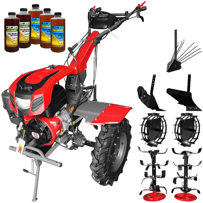 Motocultor Weima cu Diferential WM1100F-6 Motor 16 CP Benzina 6 viteze Latime lucru 110 cm roti metal plug arat rarita reglabila plug cartofi 5l ulei