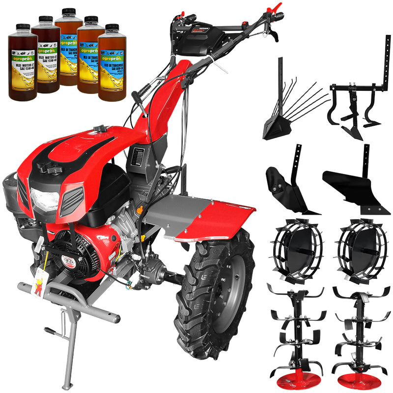 Motocultor Weima cu Diferential WM1100F-6 Motor 16 CP Benzina 6 viteze Latime lucru 110 cm roti metal plug arat rarita reglabila plug cartofi cultivator 5l ulei