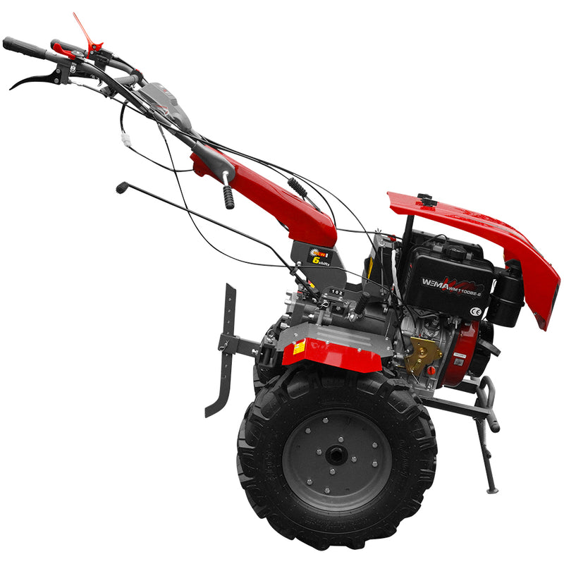 Motocultor Weima WM1100BE-6 motor 10 CP diesel 6 viteze latime lucru 135 cm pornire electrica reductor usor/greu roti metal rarita reglabila plug arat 5l ulei AgroPro