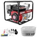 Motopompa apa curata Weima WMQGZ80-30 3" motor 6.5 CP 196 cmc 4 timpi benzina debit 60 mc/h refulare 30 m absorbtie 5 m + Furtun refulare tip pompieri 3" fara racorduri