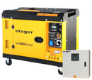 Generator insonorizat Stager YDE8600TA-TA3 7.5kVA 3000rpm dual diesel pornire electrica furnizeaza aceeasi putere monofazic cat si trifazic automatizare trifazata YA40063F24 63A 24Vcc
