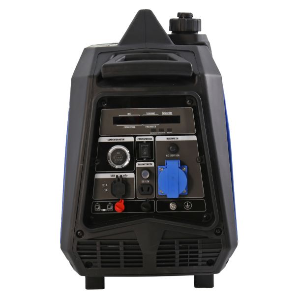 Generator de curent tip inverter Zonetec ZGI2500WET monofazat 2.5 kW roti si maner pliabil pentru transport pornire electrica