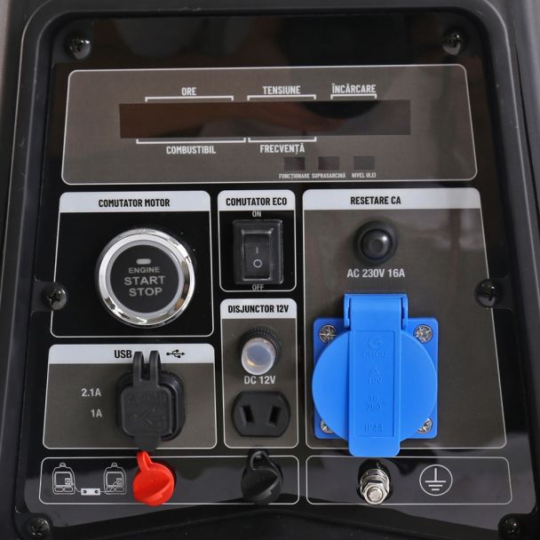 Generator de curent tip inverter Zonetec ZGI3500WET monofazat 3.5 kW roti si maner pliabil pentru transport pornire electrica