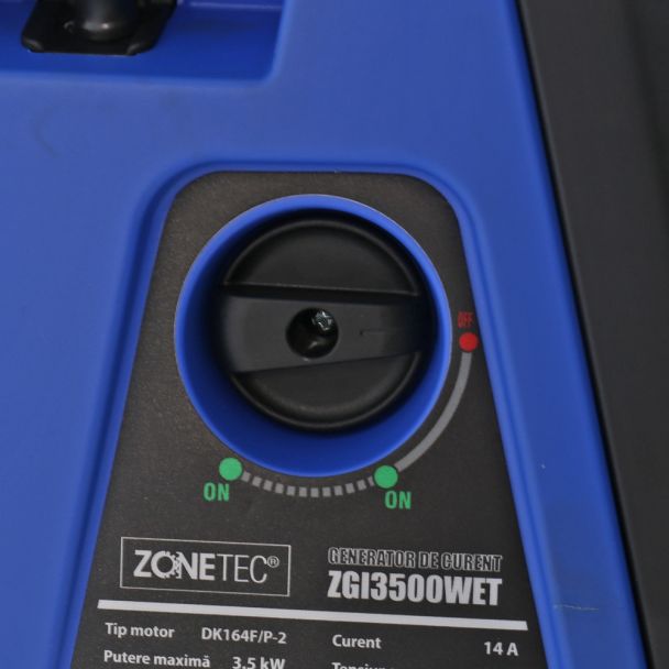 Generator de curent tip inverter Zonetec ZGI3500WET monofazat 3.5 kW roti si maner pliabil pentru transport pornire electrica