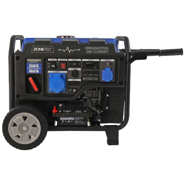 Generator de curent tip inverter Zonetec ZGI5500WEO monofazat 5.5 kW roti pentru transport pornire electrica