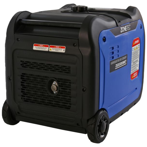 Generator de curent tip inverter Zonetec ZGI5500WET monofazat 5.5 kW roti si maner pliabil pentru transport pornire electrica