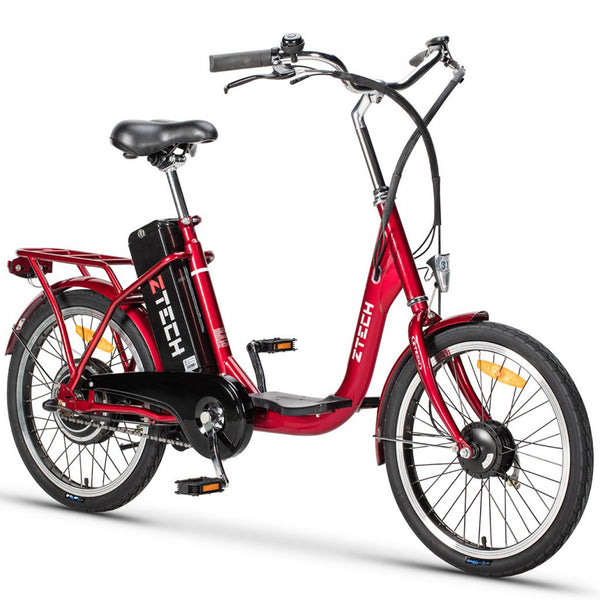 Bicicleta electrica Ztech ZT-07 CAMP 2.0 autonomie 33 Km viteza maxima 25 km/h putere 250W acumulator 9Ah/36V nu necesita permis-Rosu