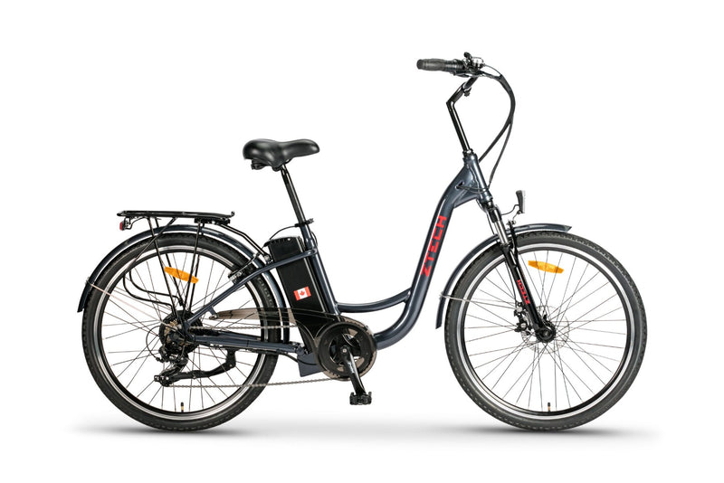 Bicicleta electrica Ztech ZT-13-A RETRO 2.0 autonomie 33 Km viteza maxima 25 km/h putere 250W acumulator 10Ah/36V nu necesita permis-Rosu