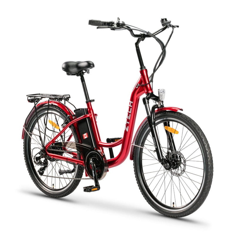 Bicicleta electrica Ztech ZT-13-A RETRO 2.0 autonomie 33 Km viteza maxima 25 km/h putere 250W acumulator 10Ah/36V nu necesita permis-Rosu