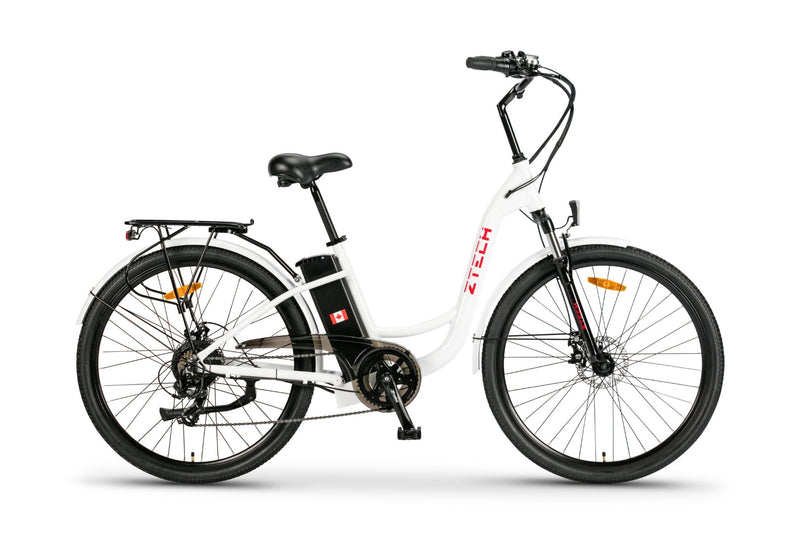 Bicicleta electrica Ztech ZT-13-B RETRO 2.0 autonomie 33 Km viteza maxima 25 km/h putere 250W acumulator 10Ah/36V nu necesita permis-Alb
