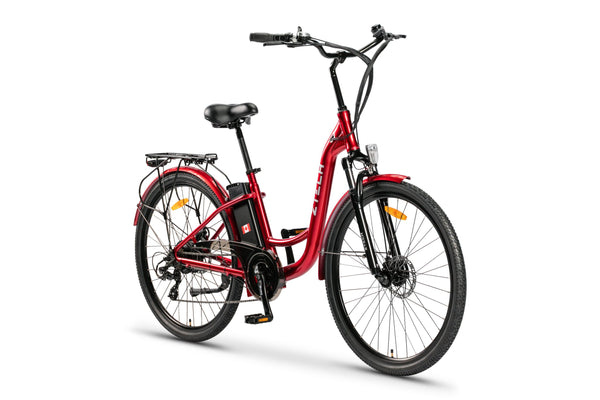 Bicicleta electrica Ztech ZT-13-B RETRO 2.0 autonomie 33 Km viteza maxima 25 km/h putere 250W acumulator 10Ah/36V nu necesita permis-Rosu