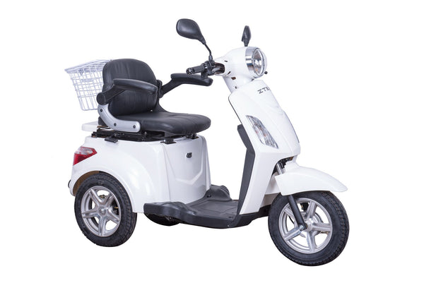 Tricicleta electrica Ztech ZT-15-E TRILUX E EEC cu frana electromagnetica autonomie 60 Km viteza maxima 25 km/h putere 500W acumulator 20Ah/48V nu necesita permis-Alb