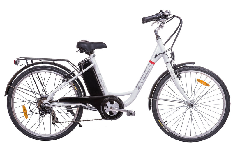 Bicicleta electrica Ztech ZT-32 A BARCELONA autonomie 30 Km viteza maxima 25 km/h putere 250W acumulator 9Ah/36V nu necesita permis-Alb