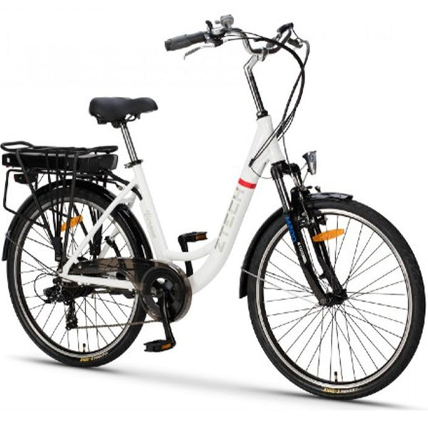 Bicicleta electrica Ztech ZT-34-B VERONA 2.0 autonomie 30 Km viteza maxima 25 km/h putere 250W acumulator 10Ah/36V nu necesita permis-Alb