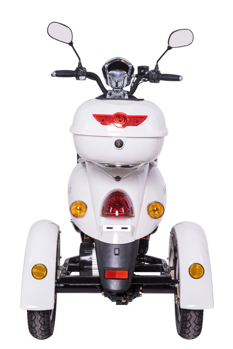 Tricicleta electrica Ztech ZT-63-B TRILUX autonomie 60 Km viteza maxima 25 km/h putere 650W acumulator 20Ah/60V nu necesita permis-Alb