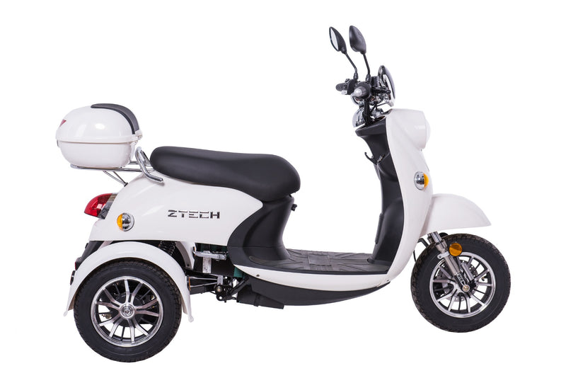 Tricicleta electrica Ztech ZT-63-B TRILUX autonomie 60 Km viteza maxima 25 km/h putere 650W acumulator 20Ah/60V nu necesita permis-Alb
