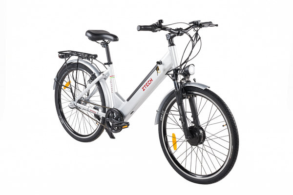 Bicicleta electrica Ztech ZT-83 Eel-F viteza maxima 25 km/h putere 250W acumulator 12Ah/36V nu necesita permis-Alb