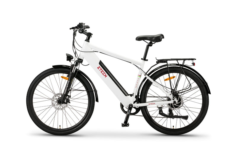 Bicicleta electrica Ztech ZT-84 Eel-M viteza maxima 25 km/h putere 250W acumulator 12Ah/36V nu necesita permis-Alb