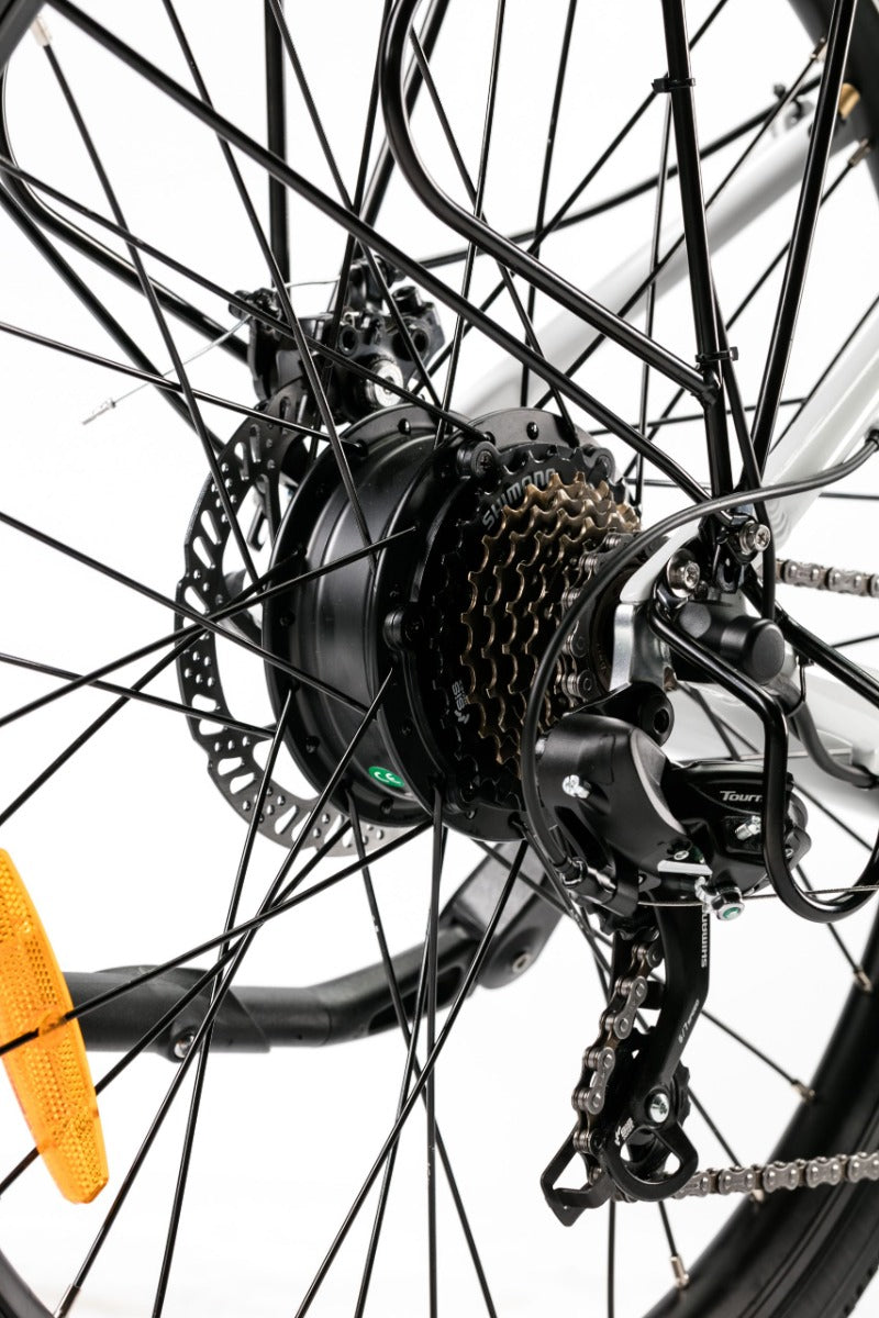 Bicicleta electrica Ztech ZT-84 Eel-M viteza maxima 25 km/h putere 250W acumulator 12Ah/36V nu necesita permis-Alb