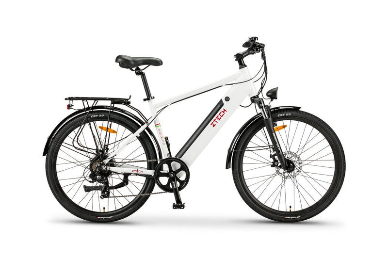 Bicicleta electrica Ztech ZT-84 Eel-M viteza maxima 25 km/h putere 250W acumulator 12Ah/36V nu necesita permis-Alb