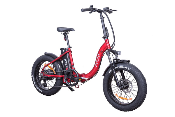 Bicicleta electrica Ztech ZT-89-C FATBIKE KID FOLDING 2.0 autonomie 50 km viteza maxima 25 km/h putere 250W acumulator 13Ah/48V nu necesita permis-Rosu