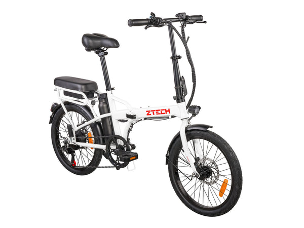 Bicicleta electrica Ztech ZT-12 CAMP 6.0 autonomie 35 Km viteza maxima 25 km/h putere 250W acumulator 8Ah/36V nu necesita permis-Alb