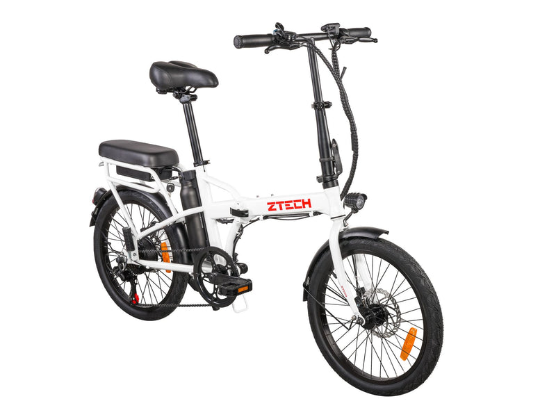Bicicleta electrica Ztech ZT-12 CAMP 6.0 autonomie 35 Km viteza maxima 25 km/h putere 250W acumulator 8Ah/36V nu necesita permis-Alb