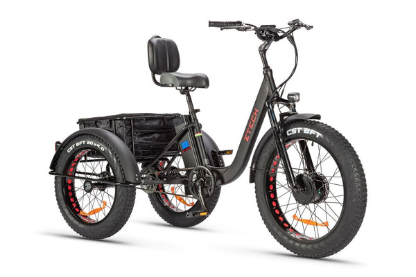 Tricicleta electrica Ztech ZT-80-A MINI autonomie 45 Km viteza maxima 25 km/h putere 250W acumulator 13Ah/48V nu necesita permis-Negru