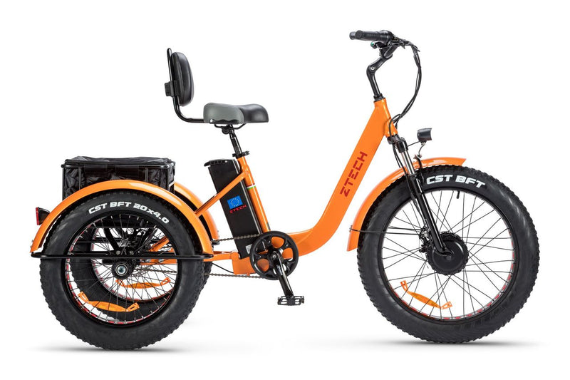 Tricicleta electrica Ztech ZT-80-A MINI autonomie 45 Km viteza maxima 25 km/h putere 250W acumulator 13Ah/48V nu necesita permis-Alb
