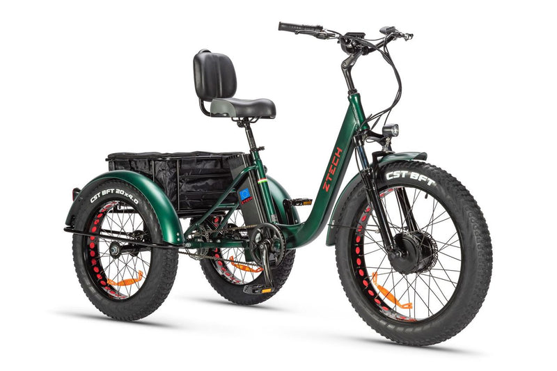 Tricicleta electrica Ztech ZT-80-A MINI autonomie 45 Km viteza maxima 25 km/h putere 250W acumulator 13Ah/48V nu necesita permis-Alb