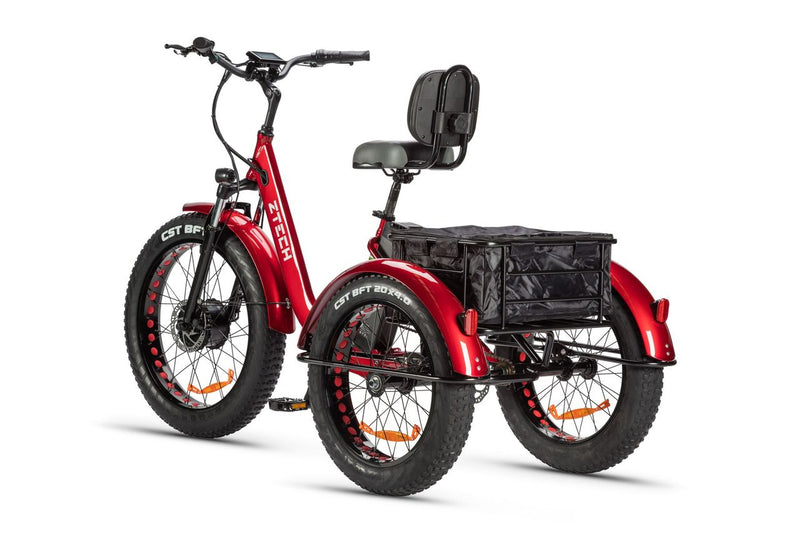 Tricicleta electrica Ztech ZT-80-A MINI autonomie 45 Km viteza maxima 25 km/h putere 250W acumulator 13Ah/48V nu necesita permis-Alb
