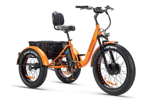 Tricicleta electrica Ztech ZT-80-A MINI autonomie 45 Km viteza maxima 25 km/h putere 250W acumulator 13Ah/48V nu necesita permis-Orange