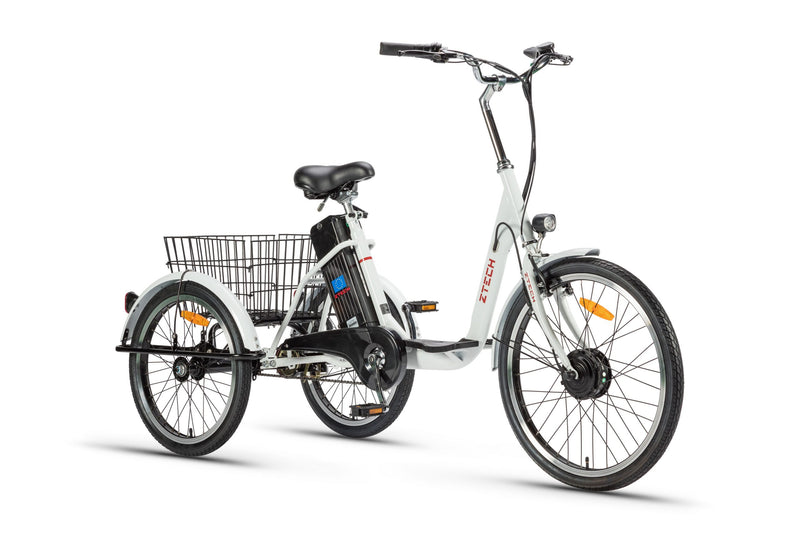 Tricicleta electrica Ztech ZT-81-AA TRAILER 2.0 autonomie 40 Km viteza maxima 25 km/h putere 250W acumulator 13Ah/36V nu necesita permis-Alb