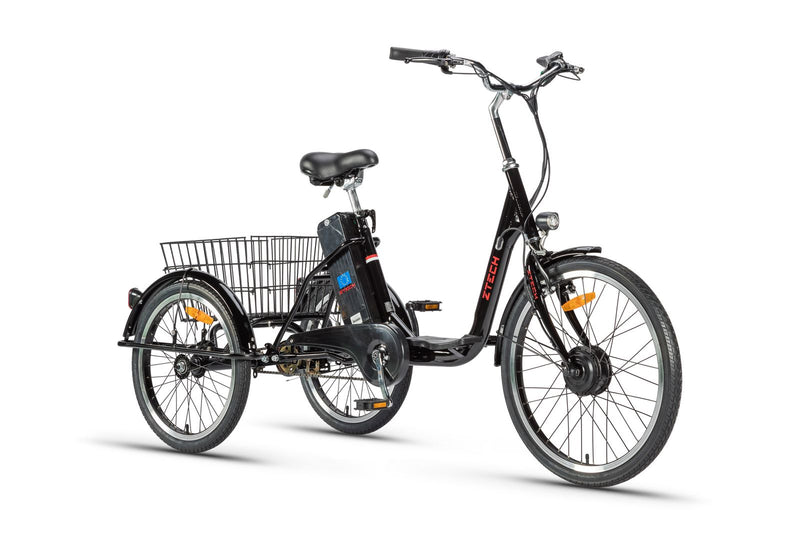 Tricicleta electrica Ztech ZT-81-A TRAILER 2.0 autonomie 40 Km viteza maxima 25 km/h putere 250W acumulator 9Ah/36V nu necesita permis-Alb